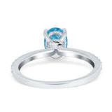 Oval Solitaire Accent Wedding Ring Simulated Cubic Zirconia 925 Sterling Silver