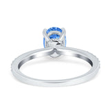 Oval Solitaire Accent Wedding Ring Simulated Cubic Zirconia 925 Sterling Silver