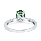 Oval Solitaire Accent Wedding Ring Simulated Cubic Zirconia 925 Sterling Silver