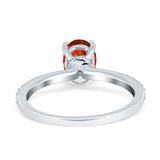 Oval Solitaire Accent Wedding Ring Simulated Cubic Zirconia 925 Sterling Silver