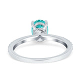 Oval Solitaire Accent Wedding Ring Simulated Cubic Zirconia 925 Sterling Silver
