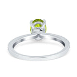 Oval Solitaire Accent Wedding Ring Simulated Cubic Zirconia 925 Sterling Silver