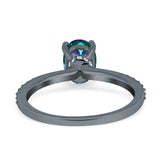 Oval Solitaire Accent Wedding Ring Simulated Cubic Zirconia 925 Sterling Silver