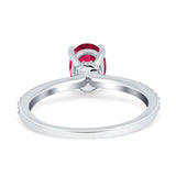 Oval Solitaire Accent Wedding Ring Simulated Cubic Zirconia 925 Sterling Silver