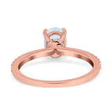 Oval Solitaire Accent Wedding Ring Simulated Cubic Zirconia 925 Sterling Silver