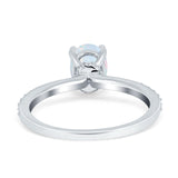 Oval Solitaire Accent Wedding Ring Simulated Cubic Zirconia 925 Sterling Silver