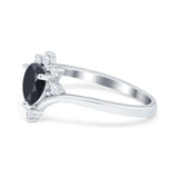 Teardrop V Chevron Engagement Ring Simulated Cubic Zirconia 925 Sterling Silver