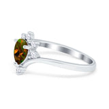 Teardrop V Chevron Engagement Ring Simulated Cubic Zirconia 925 Sterling Silver