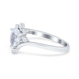 Teardrop V Chevron Engagement Ring Simulated Cubic Zirconia 925 Sterling Silver