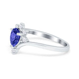 Teardrop V Chevron Engagement Ring Simulated Cubic Zirconia 925 Sterling Silver