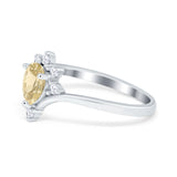 Teardrop V Chevron Engagement Ring Simulated Cubic Zirconia 925 Sterling Silver