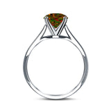 Simulated Cubic Zirconia Cathedral Wedding Ring 925 Sterling Silver Center Stone-(7mmx5mm)