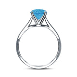 Simulated Cubic Zirconia Cathedral Wedding Ring 925 Sterling Silver Center Stone-(7mmx5mm)