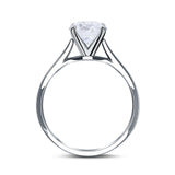 Emerald Simulated Cubic Zirconia Cathedral Engagement Ring 925 Sterling Silver Center Stone-(7mmx5mm)