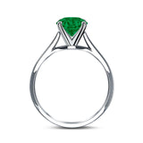 Emerald Simulated Cubic Zirconia Cathedral Engagement Ring 925 Sterling Silver Center Stone-(7mmx5mm)