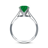 Simulated Cubic Zirconia Cathedral Wedding Ring 925 Sterling Silver Center Stone-(7mmx5mm)