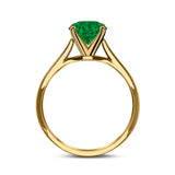 Emerald Simulated Cubic Zirconia Cathedral Engagement Ring 925 Sterling Silver Center Stone-(7mmx5mm)