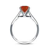 Simulated Cubic Zirconia Cathedral Wedding Ring 925 Sterling Silver Center Stone-(7mmx5mm)