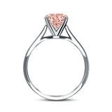 Simulated Cubic Zirconia Cathedral Wedding Ring 925 Sterling Silver Center Stone-(7mmx5mm)