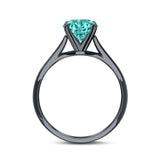 Simulated Cubic Zirconia Cathedral Wedding Ring 925 Sterling Silver Center Stone-(7mmx5mm)