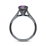 Simulated Cubic Zirconia Cathedral Wedding Ring 925 Sterling Silver Center Stone-(7mmx5mm)