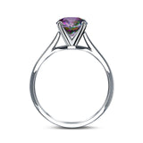 Simulated Cubic Zirconia Cathedral Wedding Ring 925 Sterling Silver Center Stone-(7mmx5mm)