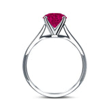 Simulated Cubic Zirconia Cathedral Wedding Ring 925 Sterling Silver Center Stone-(7mmx5mm)