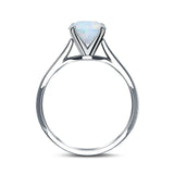 Simulated Cubic Zirconia Cathedral Wedding Ring 925 Sterling Silver Center Stone-(7mmx5mm)
