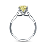 Simulated Cubic Zirconia Cathedral Wedding Ring 925 Sterling Silver Center Stone-(7mmx5mm)