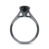 Round Simulated Cubic Zirconia Cathedral Wedding Ring 925 Sterling Silver Center Stone-(6mm)