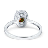 Halo Art Deco Oval Engagement Ring Simulated Cubic Zirconia 925 Sterling Silver