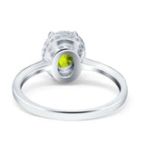 Halo Art Deco Oval Engagement Ring Simulated Cubic Zirconia 925 Sterling Silver