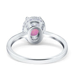 Halo Art Deco Oval Engagement Ring Simulated Cubic Zirconia 925 Sterling Silver
