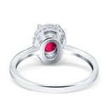 Halo Art Deco Oval Engagement Ring Simulated Cubic Zirconia 925 Sterling Silver