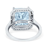 Halo Emerald Cut Engagement Ring Simulated Cubic Zirconia 925 Sterling Silver