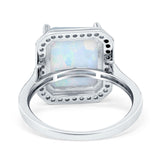 Halo Emerald Cut Engagement Ring Simulated Cubic Zirconia 925 Sterling Silver