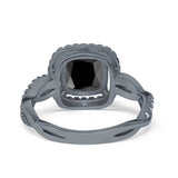 Infinity Shank Cushion Engagement Ring Simulated Cubic Zirconia 925 Sterling Silver