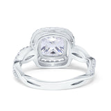 Infinity Shank Cushion Engagement Ring Simulated Cubic Zirconia 925 Sterling Silver