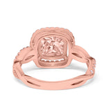 Infinity Shank Cushion Engagement Ring Simulated Cubic Zirconia 925 Sterling Silver