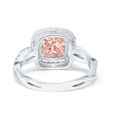 Infinity Shank Cushion Engagement Ring Simulated Cubic Zirconia 925 Sterling Silver