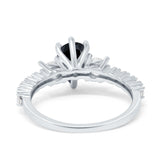 Teardrop Pear Art Deco Three Stone Accent Engagement Ring Round Simulated Simulated Cubic Zirconia 925 Sterling Silver