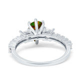 Teardrop Pear Art Deco Three Stone Accent Engagement Ring Round Simulated Simulated Cubic Zirconia 925 Sterling Silver