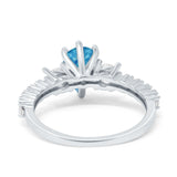 Teardrop Pear Art Deco Three Stone Accent Engagement Ring Round Simulated Simulated Cubic Zirconia 925 Sterling Silver