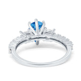Teardrop Pear Art Deco Three Stone Accent Engagement Ring Round Simulated Simulated Cubic Zirconia 925 Sterling Silver