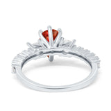 Teardrop Pear Art Deco Three Stone Accent Engagement Ring Round Simulated Simulated Cubic Zirconia 925 Sterling Silver