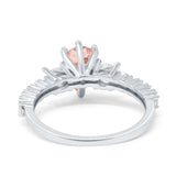 Teardrop Pear Art Deco Three Stone Accent Engagement Ring Round Simulated Simulated Cubic Zirconia 925 Sterling Silver