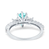 Teardrop Pear Art Deco Three Stone Accent Engagement Ring Round Simulated Simulated Cubic Zirconia 925 Sterling Silver