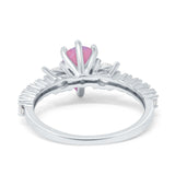 Teardrop Pear Art Deco Three Stone Accent Engagement Ring Round Simulated Simulated Cubic Zirconia 925 Sterling Silver
