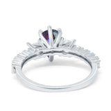 Teardrop Pear Art Deco Three Stone Accent Engagement Ring Round Simulated Simulated Cubic Zirconia 925 Sterling Silver