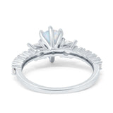 Teardrop Pear Art Deco Three Stone Accent Engagement Ring Round Simulated Simulated Cubic Zirconia 925 Sterling Silver